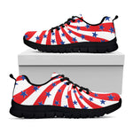 Swirl American Patriotic Star Print Black Sneakers