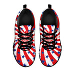 Swirl American Patriotic Star Print Black Sneakers