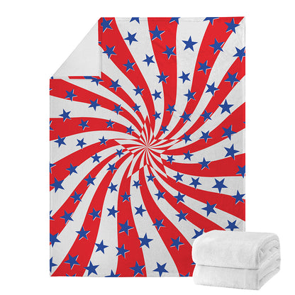 Swirl American Patriotic Star Print Blanket