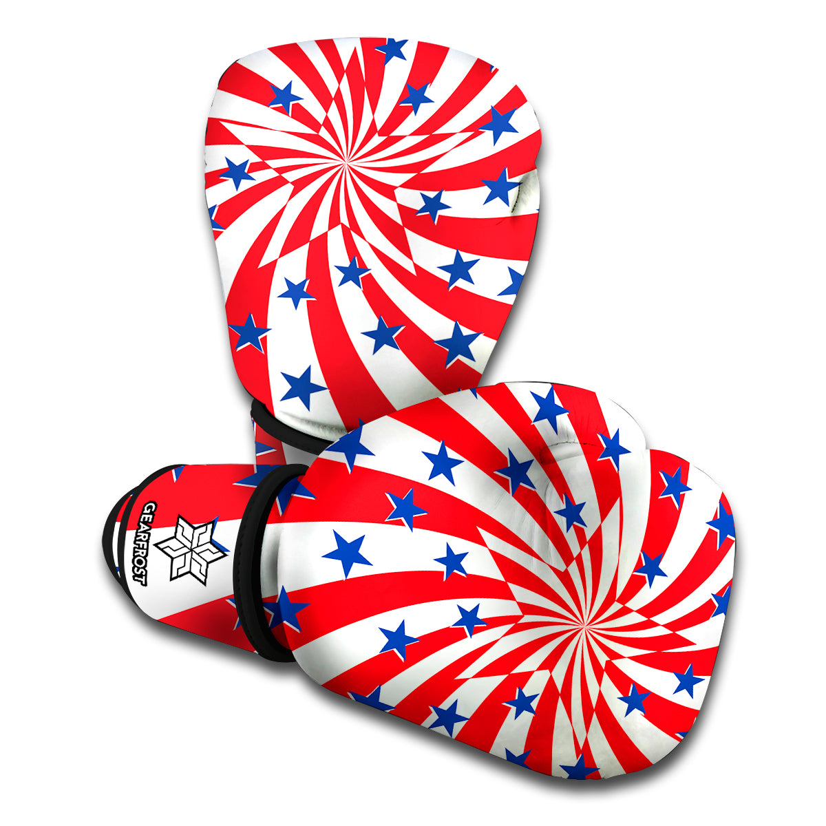 Swirl American Patriotic Star Print Boxing Gloves