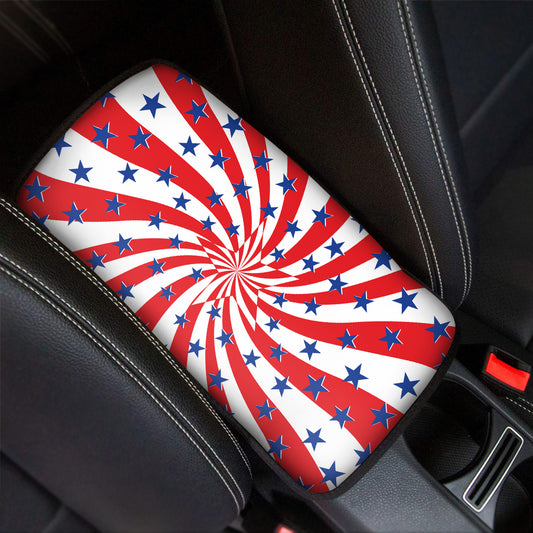 Swirl American Patriotic Star Print Car Center Console Cover