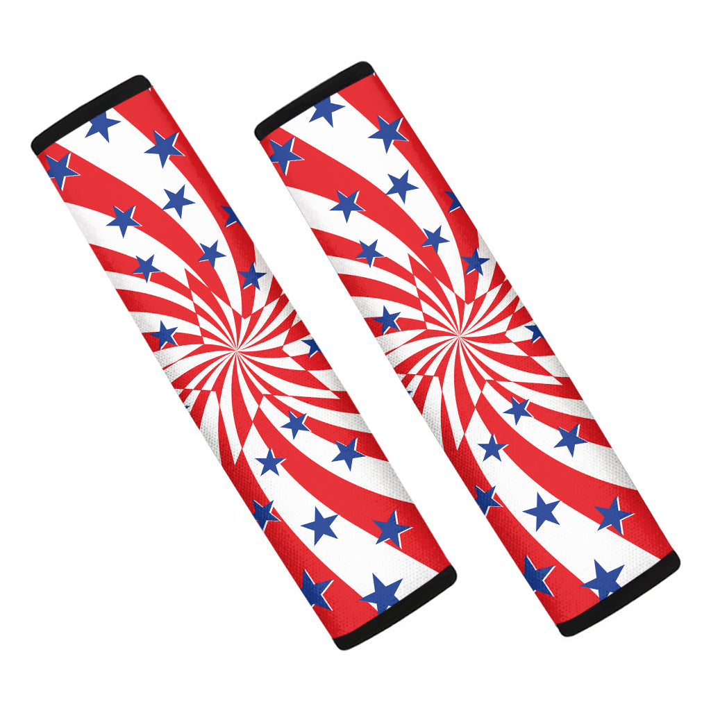 Swirl American Patriotic Star Print Car Seat Belt Covers