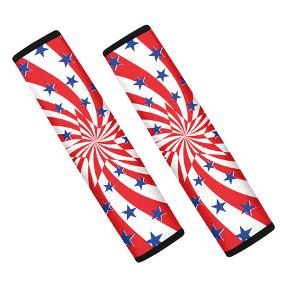 Swirl American Patriotic Star Print Car Seat Belt Covers