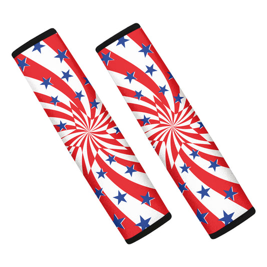 Swirl American Patriotic Star Print Car Seat Belt Covers