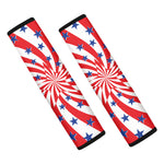 Swirl American Patriotic Star Print Car Seat Belt Covers