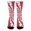 Swirl American Patriotic Star Print Crew Socks