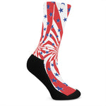 Swirl American Patriotic Star Print Crew Socks