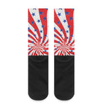 Swirl American Patriotic Star Print Crew Socks