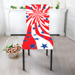 Swirl American Patriotic Star Print Dining Chair Slipcover