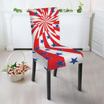 Swirl American Patriotic Star Print Dining Chair Slipcover