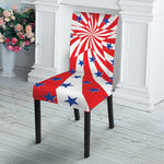 Swirl American Patriotic Star Print Dining Chair Slipcover