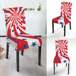 Swirl American Patriotic Star Print Dining Chair Slipcover