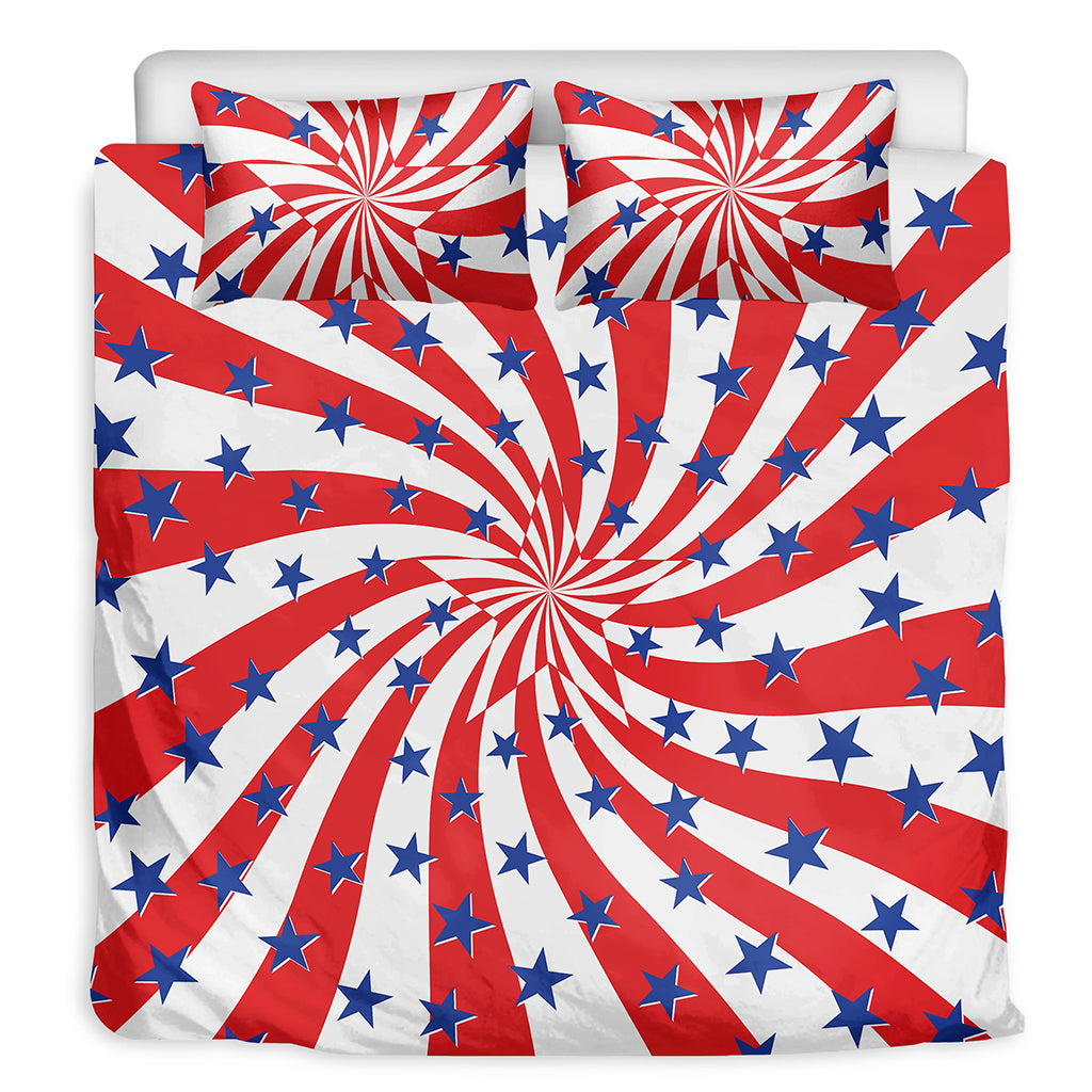 Swirl American Patriotic Star Print Duvet Cover Bedding Set