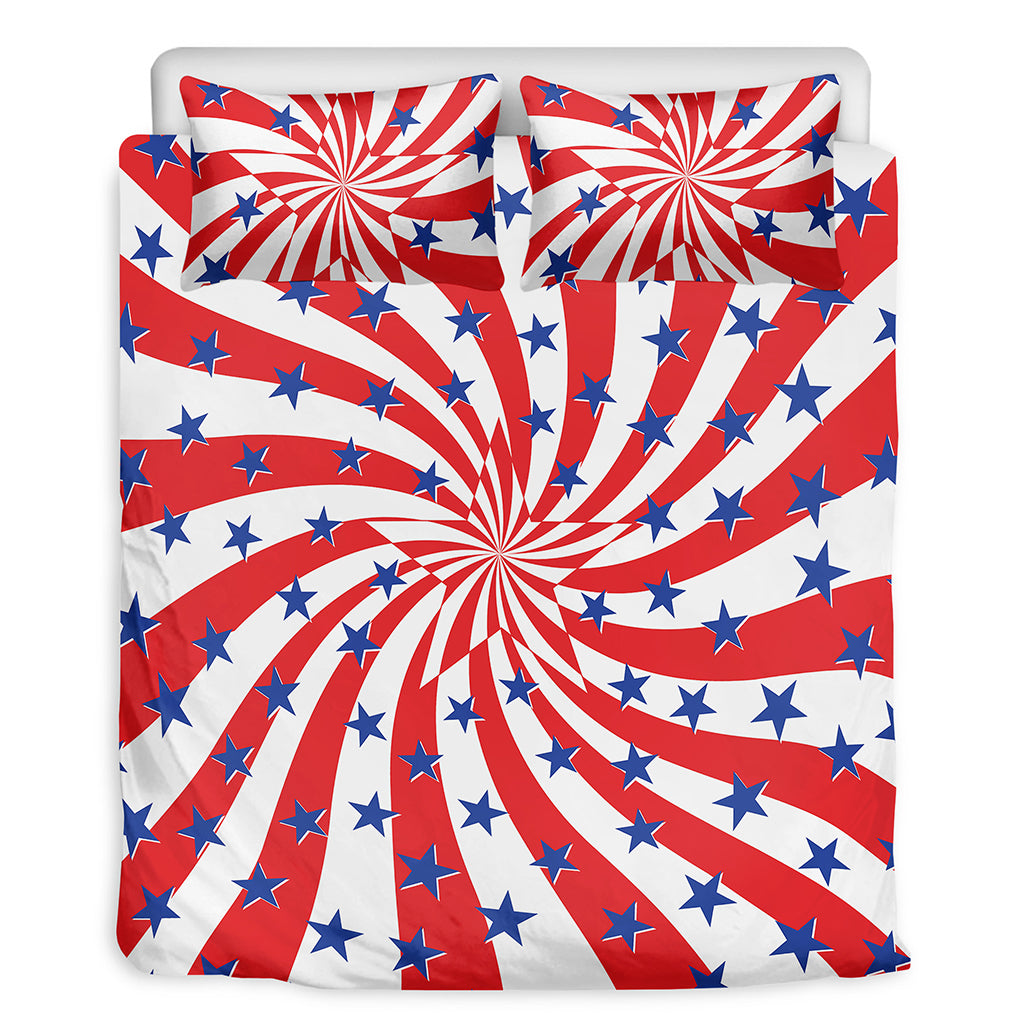 Swirl American Patriotic Star Print Duvet Cover Bedding Set