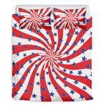 Swirl American Patriotic Star Print Duvet Cover Bedding Set