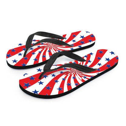 Swirl American Patriotic Star Print Flip Flops