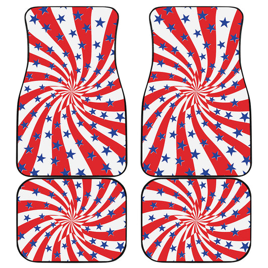 Swirl American Patriotic Star Print Front and Back Car Floor Mats
