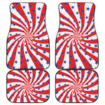 Swirl American Patriotic Star Print Front and Back Car Floor Mats