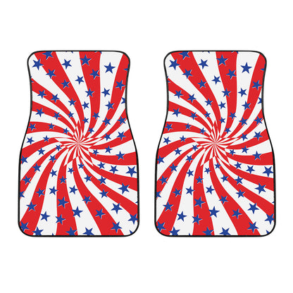 Swirl American Patriotic Star Print Front Car Floor Mats