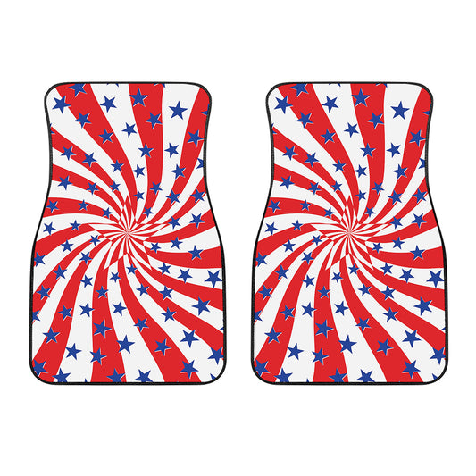 Swirl American Patriotic Star Print Front Car Floor Mats