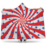 Swirl American Patriotic Star Print Hooded Blanket
