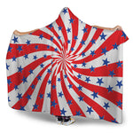 Swirl American Patriotic Star Print Hooded Blanket