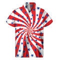 Swirl American Patriotic Star Print Men's Short Sleeve Shirt