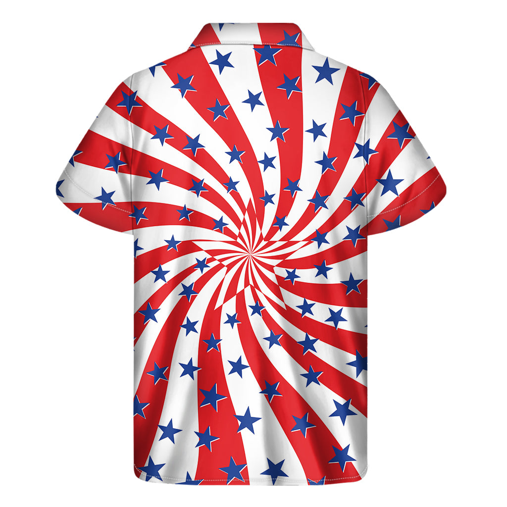 Swirl American Patriotic Star Print Men's Short Sleeve Shirt