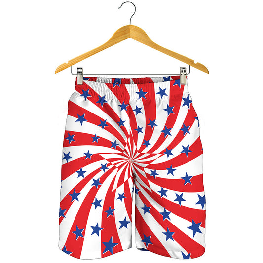 Swirl American Patriotic Star Print Men's Shorts