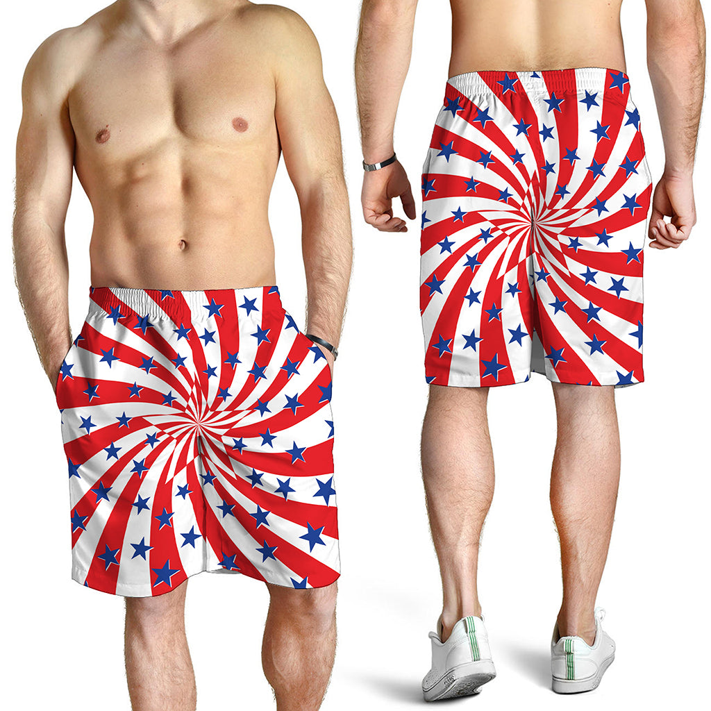 Swirl American Patriotic Star Print Men's Shorts