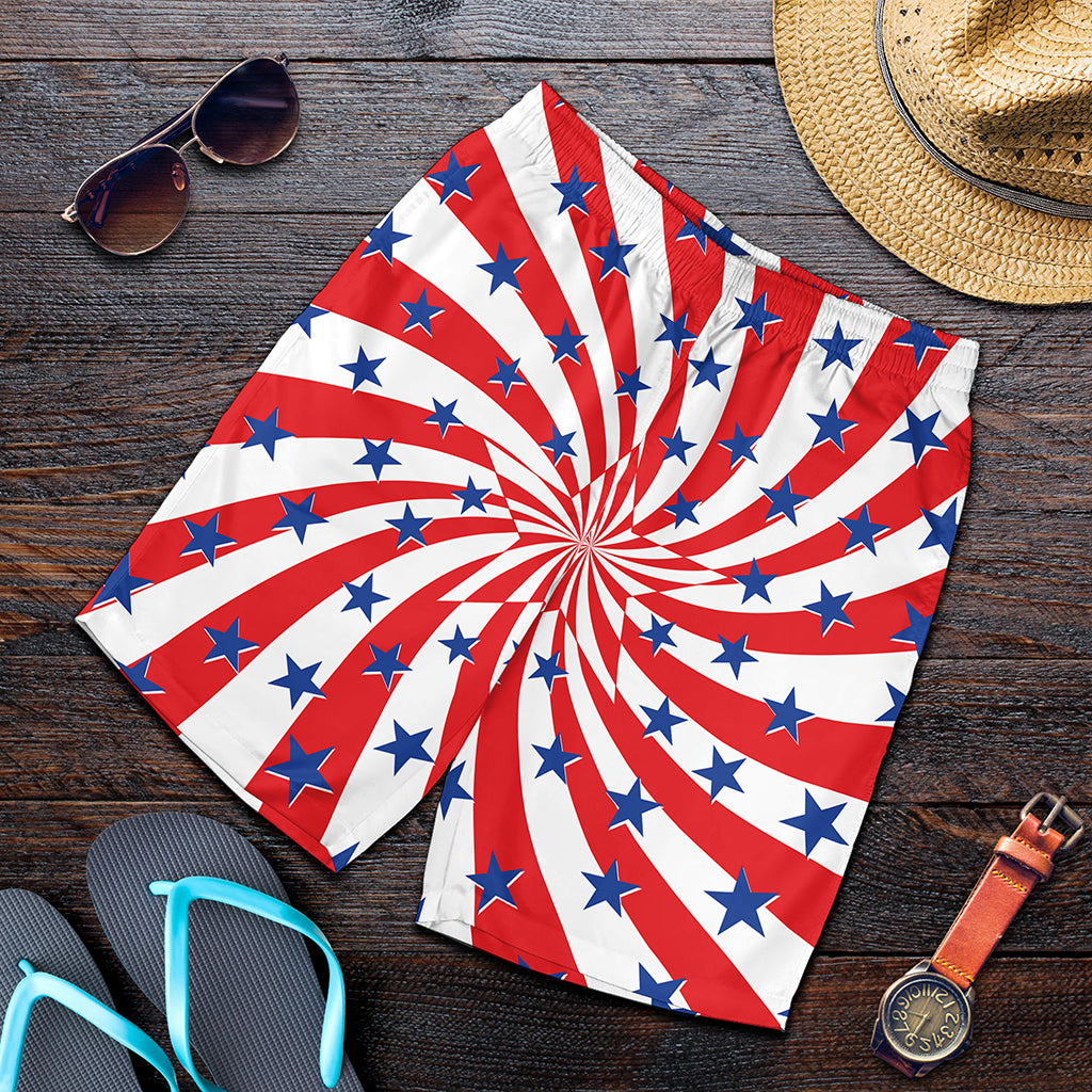 Swirl American Patriotic Star Print Men's Shorts