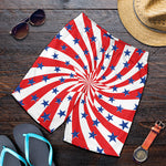 Swirl American Patriotic Star Print Men's Shorts