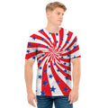 Swirl American Patriotic Star Print Men's T-Shirt
