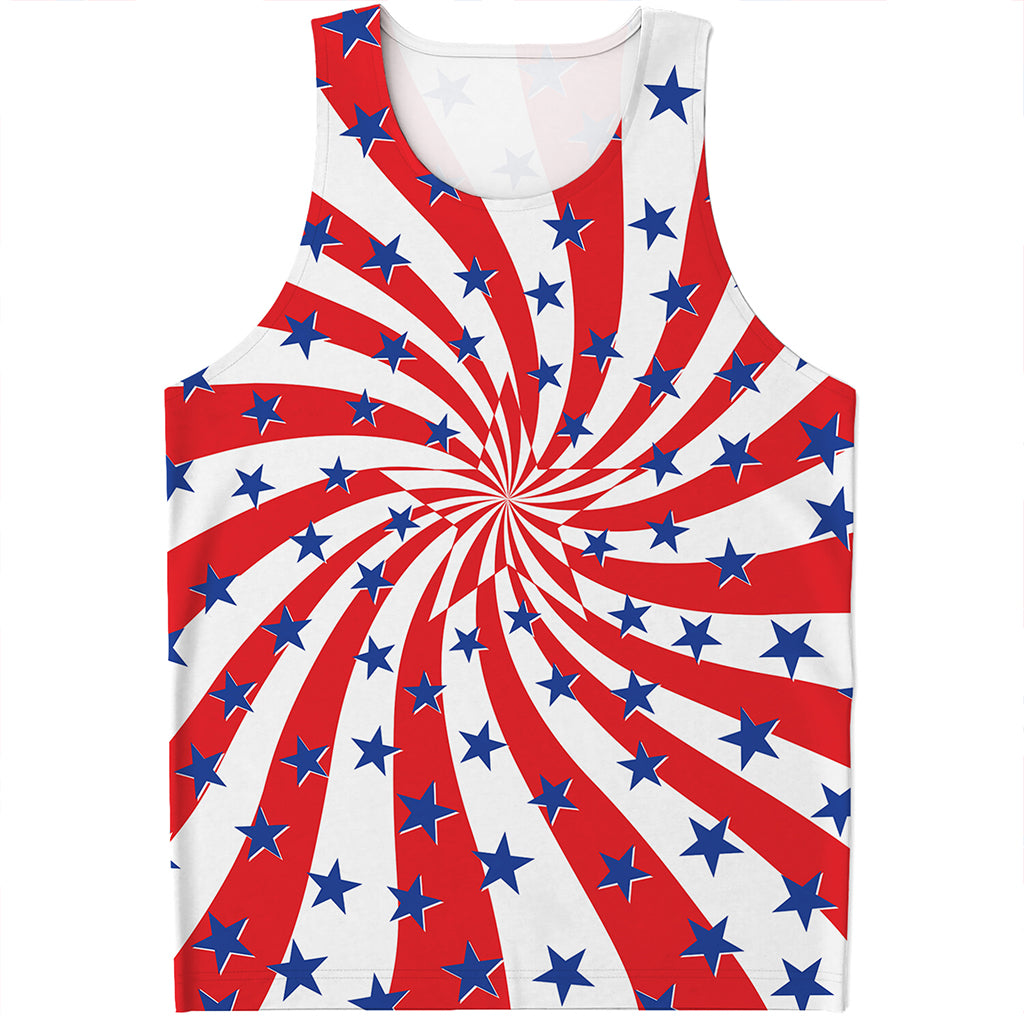 Swirl American Patriotic Star Print Men's Tank Top
