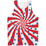 Swirl American Patriotic Star Print Men's Tank Top