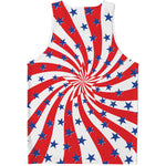 Swirl American Patriotic Star Print Men's Tank Top