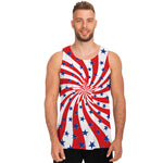 Swirl American Patriotic Star Print Men's Tank Top
