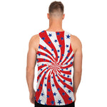 Swirl American Patriotic Star Print Men's Tank Top