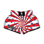 Swirl American Patriotic Star Print Muay Thai Boxing Shorts