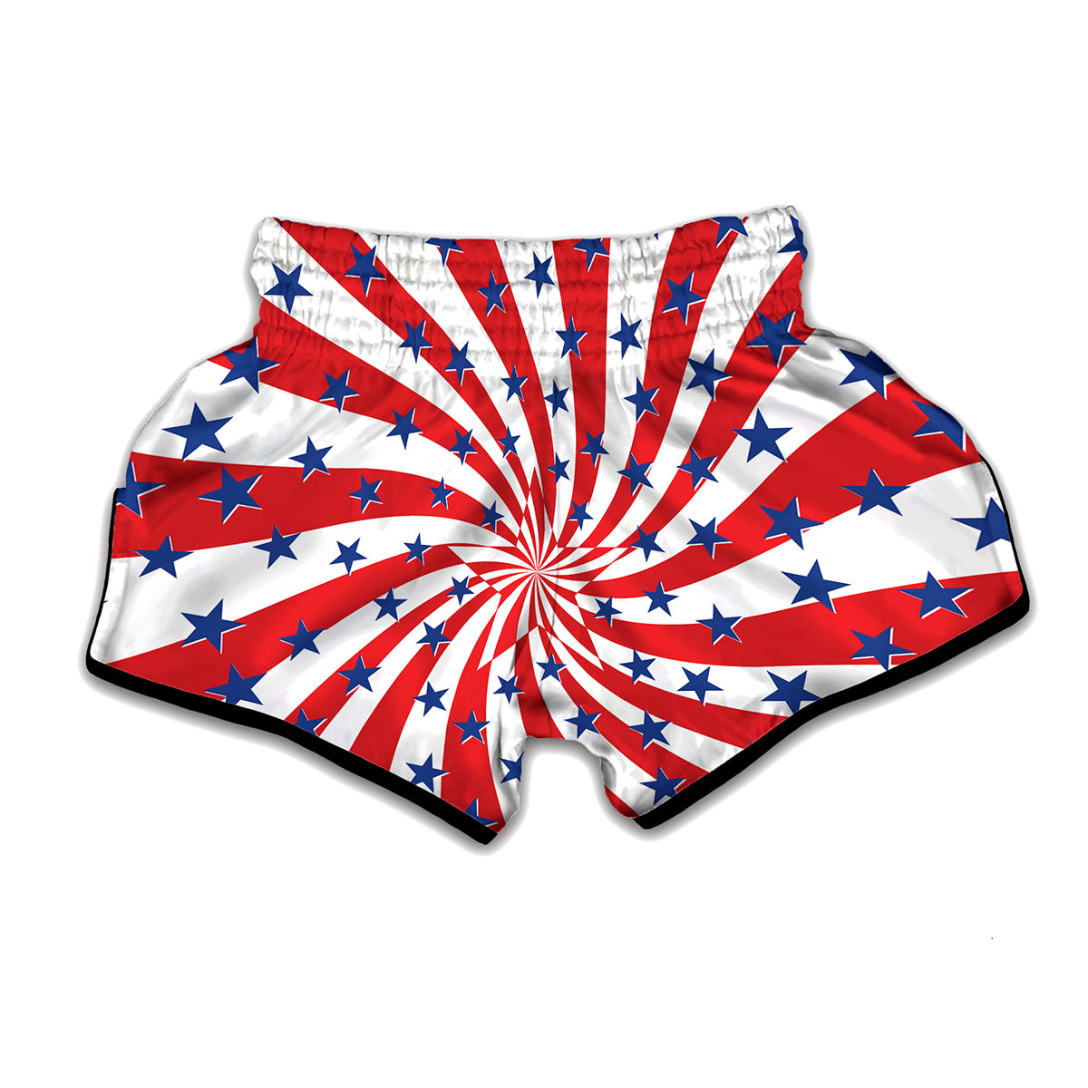 Swirl American Patriotic Star Print Muay Thai Boxing Shorts