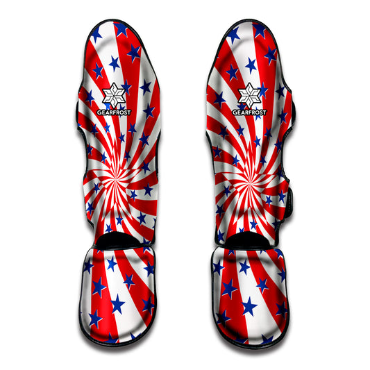 Swirl American Patriotic Star Print Muay Thai Shin Guard