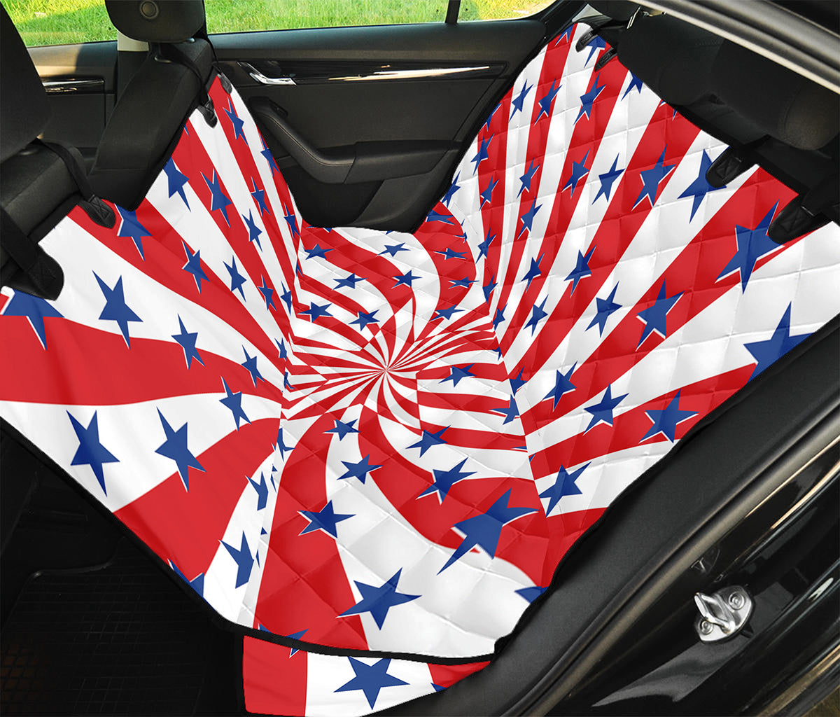 Swirl American Patriotic Star Print Pet Car Back Seat Cover