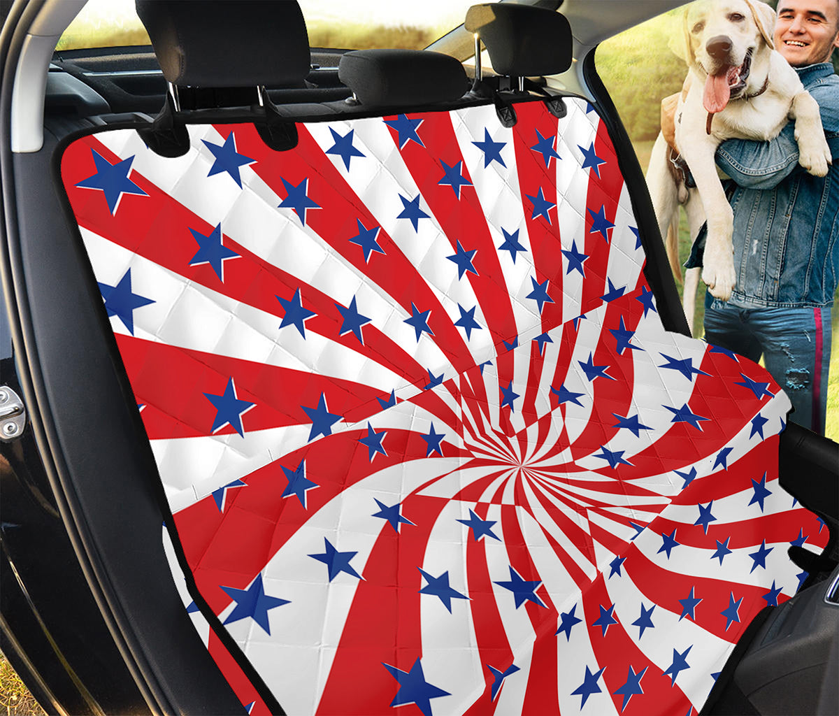 Swirl American Patriotic Star Print Pet Car Back Seat Cover