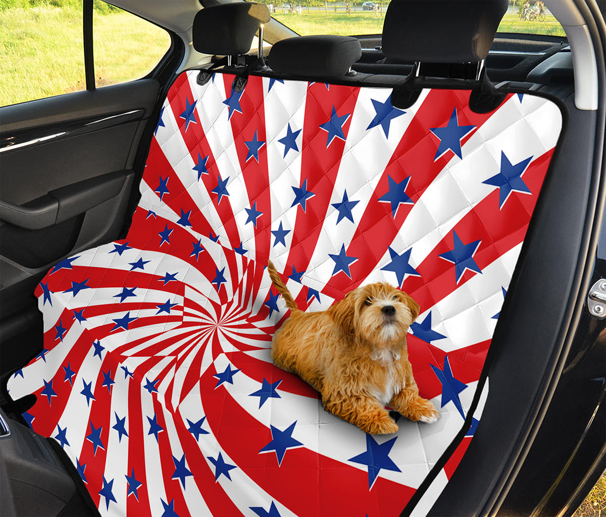 Swirl American Patriotic Star Print Pet Car Back Seat Cover