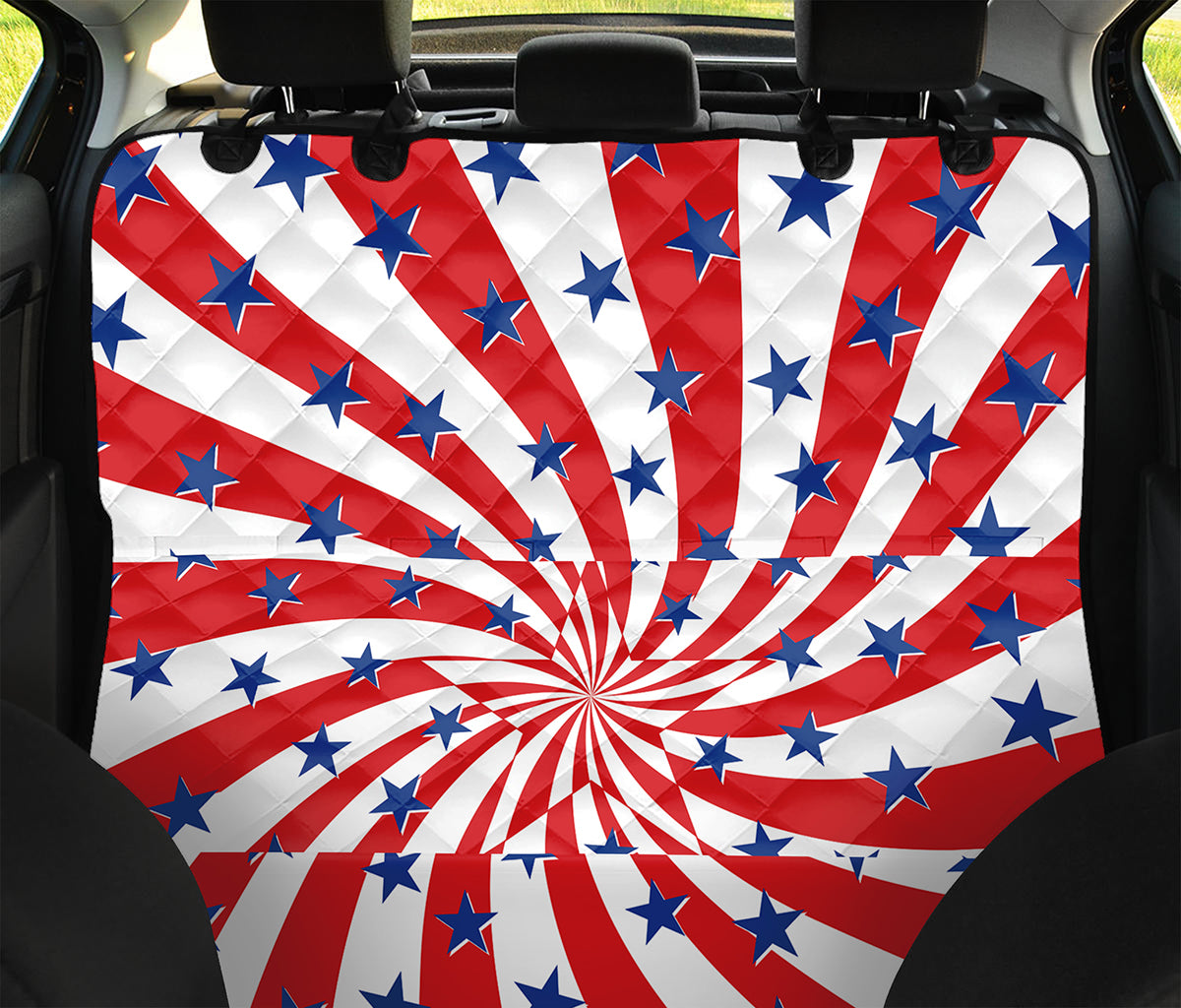 Swirl American Patriotic Star Print Pet Car Back Seat Cover