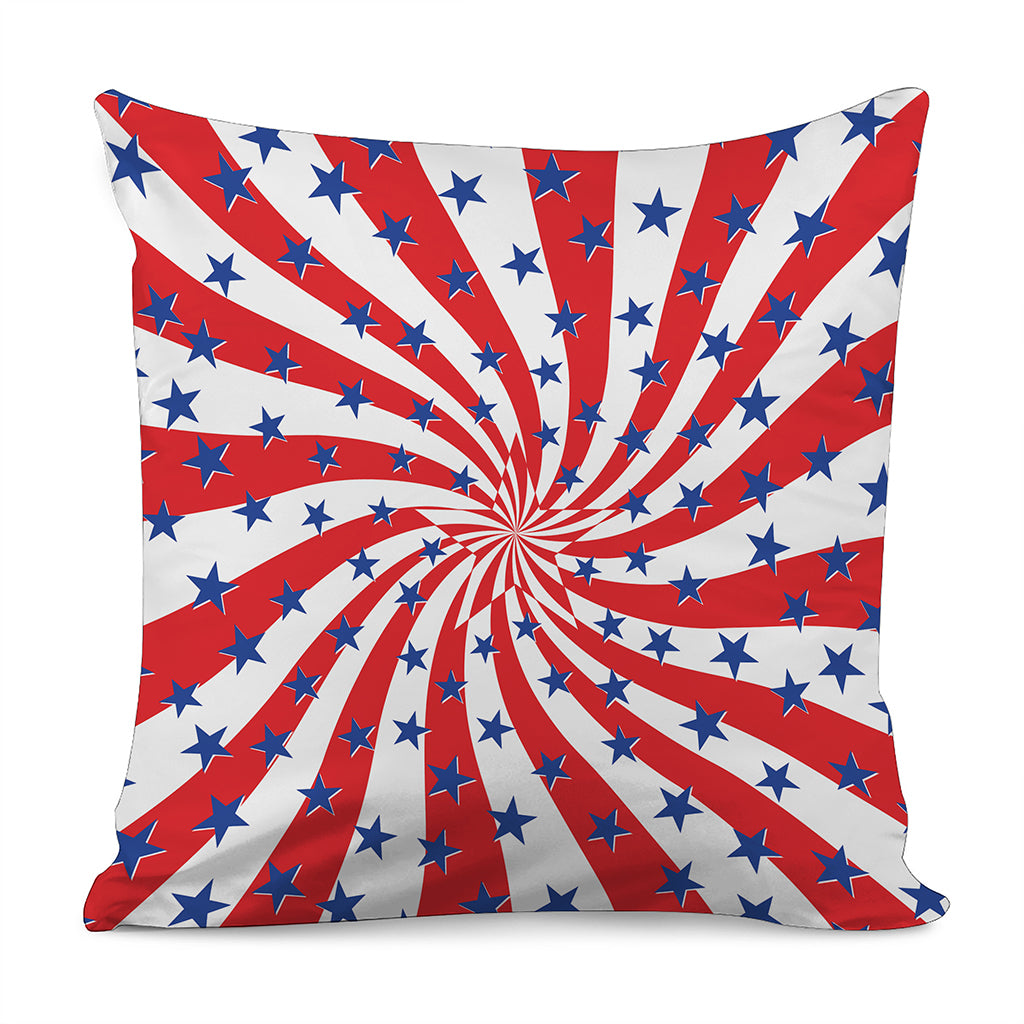 Swirl American Patriotic Star Print Pillow Cover