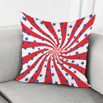 Swirl American Patriotic Star Print Pillow Cover