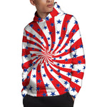 Swirl American Patriotic Star Print Pullover Hoodie