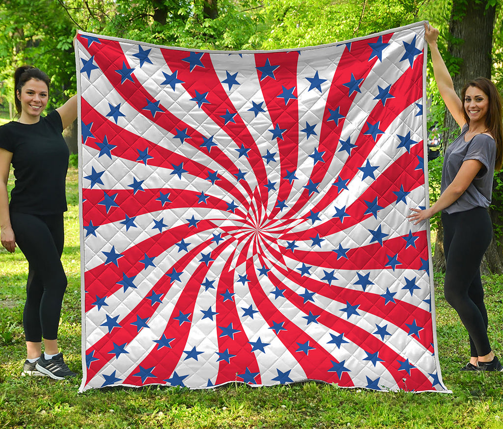 Swirl American Patriotic Star Print Quilt