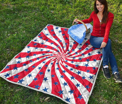 Swirl American Patriotic Star Print Quilt